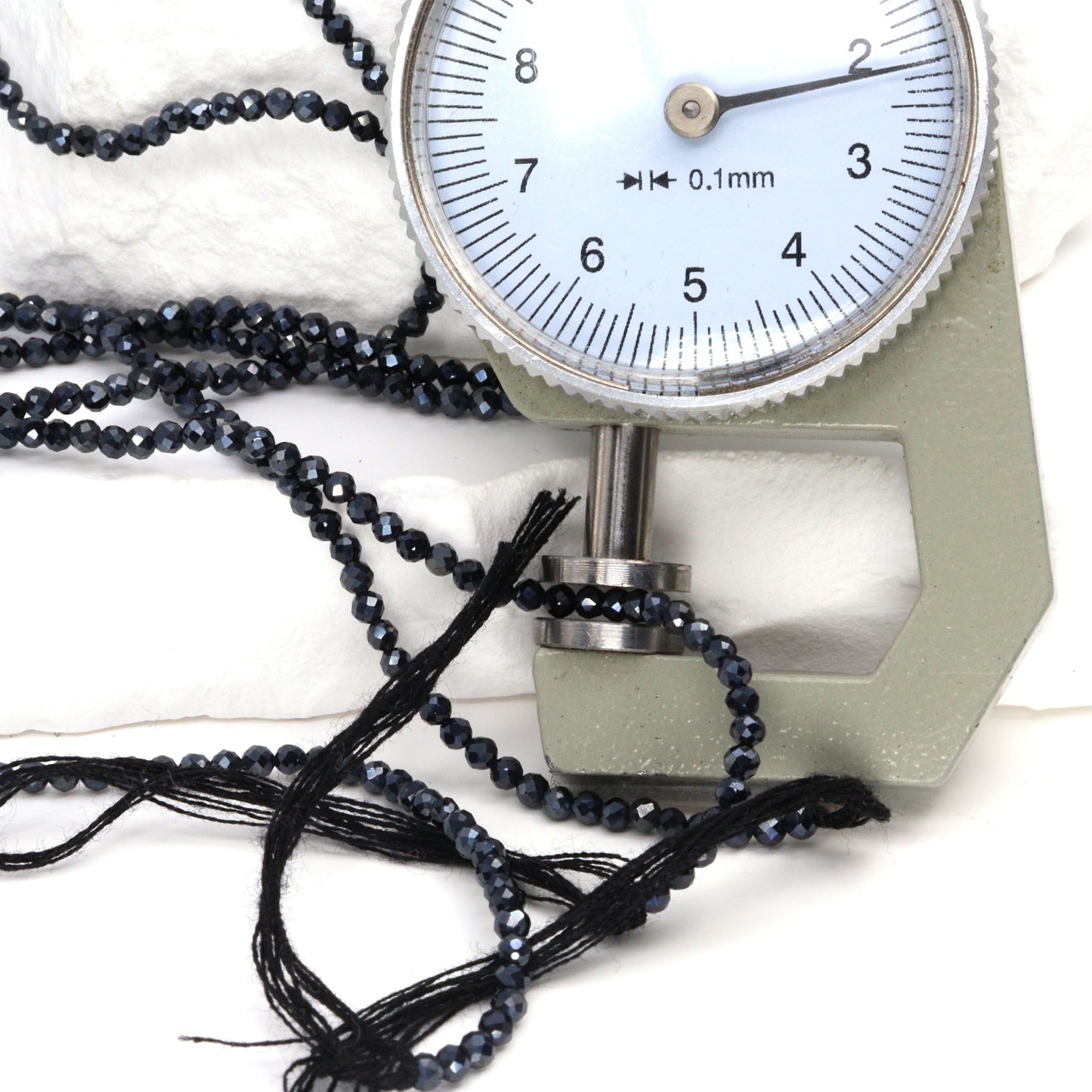 Coated Black Spinel 2mm Faceted Rounds Bead Strand