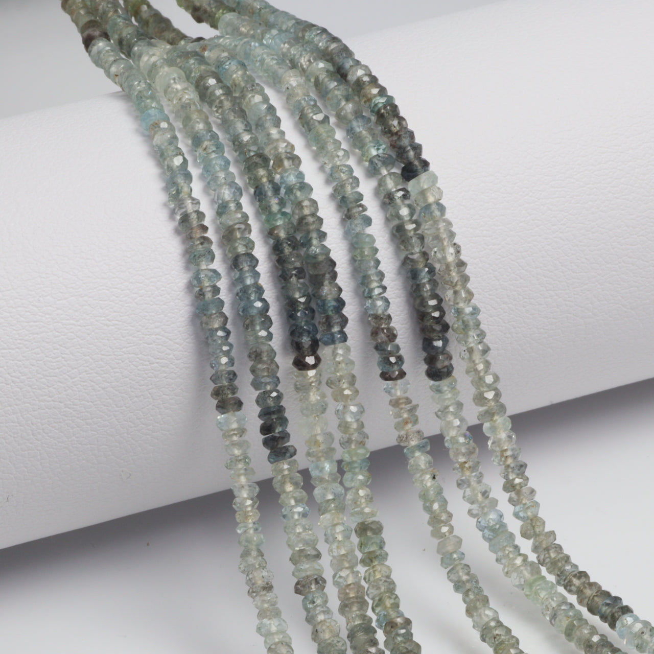 Moss Aquamarine 3mm Faceted Rondelles