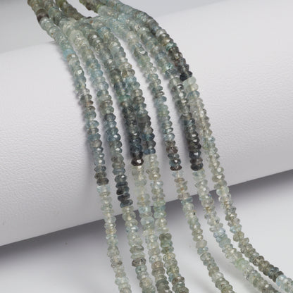 Moss Aquamarine 3mm Faceted Rondelles