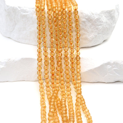 Yellow Citrine 3mm Faceted Rounds Bead Strand