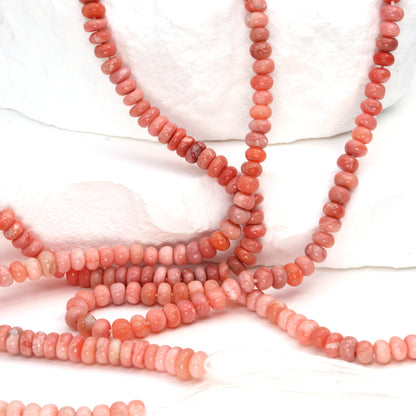 Ombre Pink Opal 4mm Smooth Rondelles