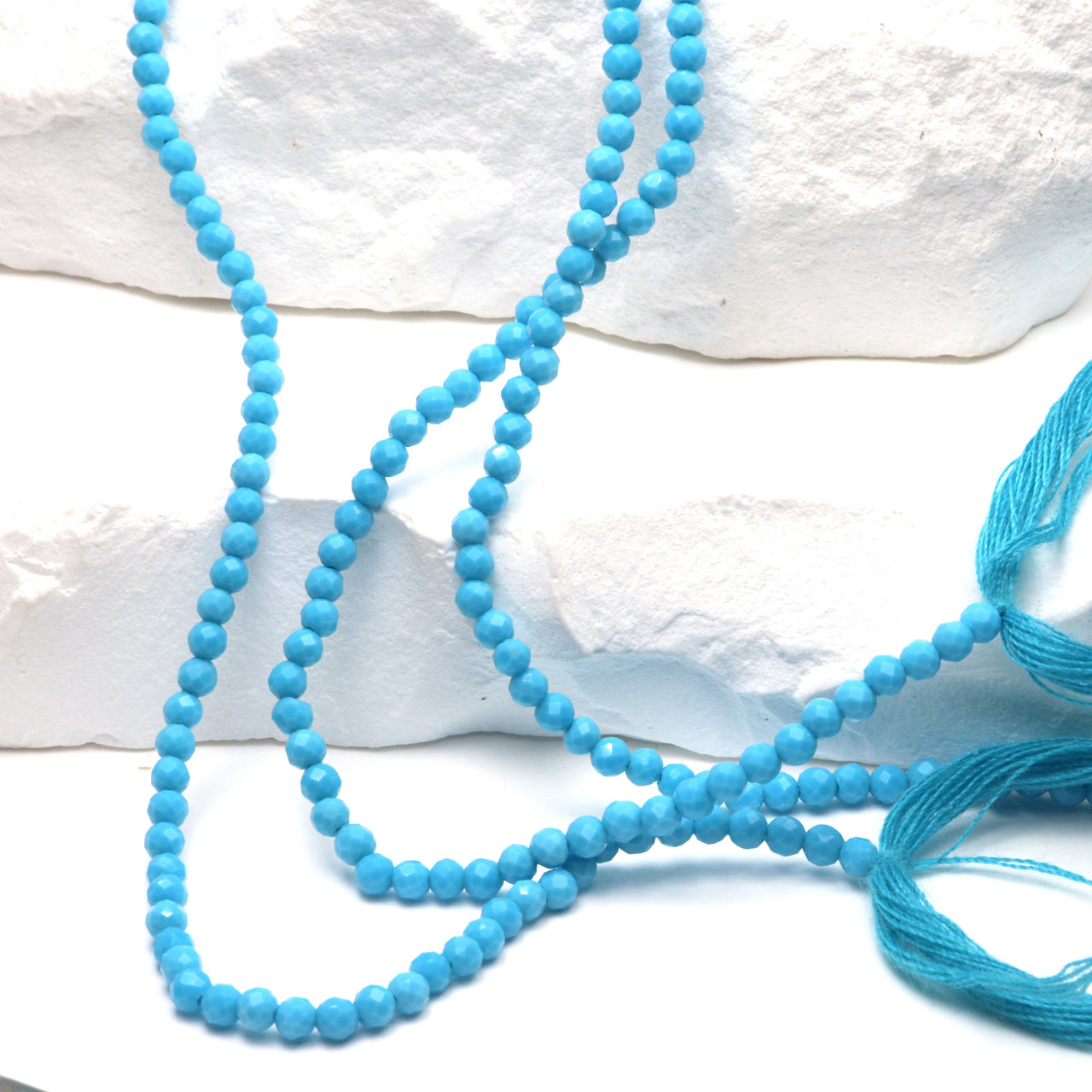 Blue Turquoise (R) 2.5mm Faceted Rounds Bead Strand