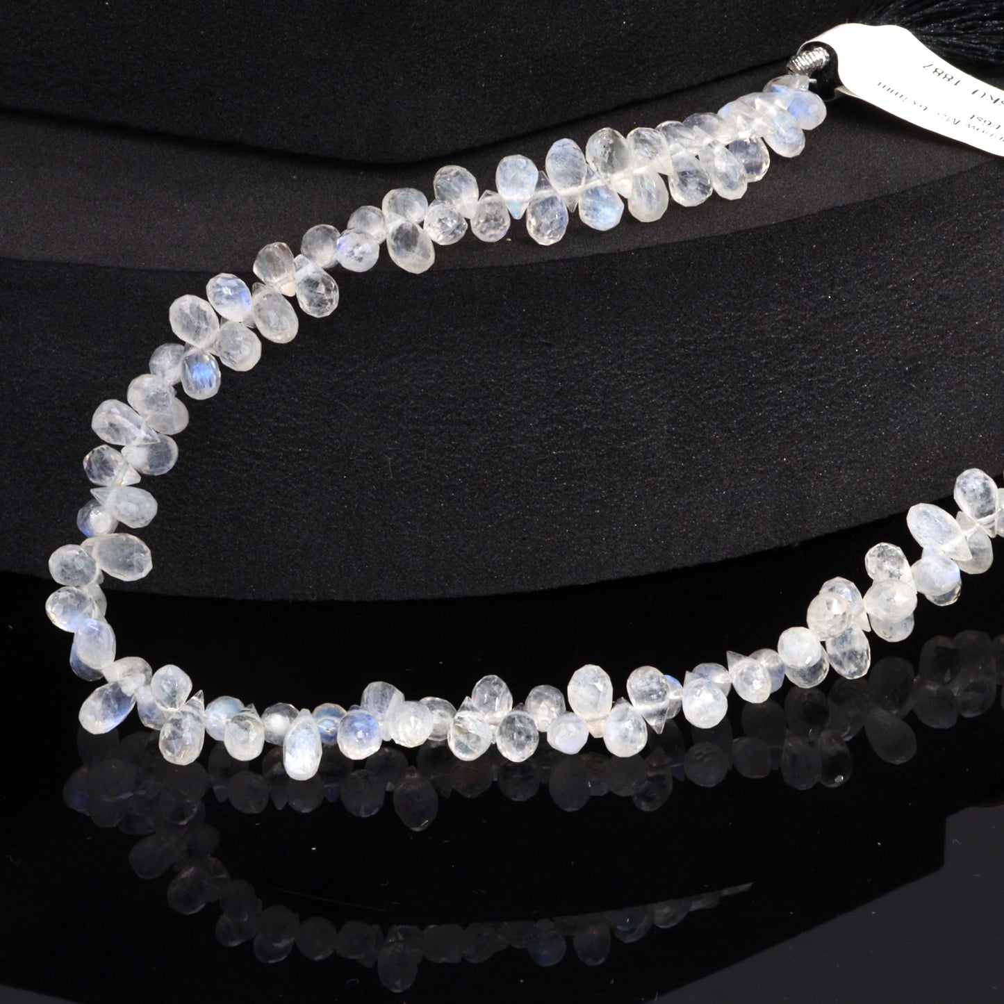 Blue Rainbow Moonstone 6x4mm Faceted Teardrop Briolettes Bead Strand