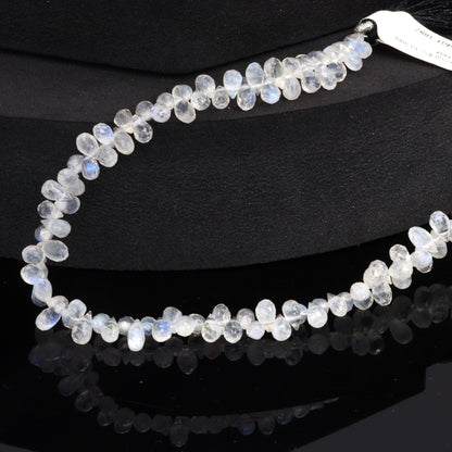 Blue Rainbow Moonstone 6x4mm Faceted Teardrop Briolettes Bead Strand