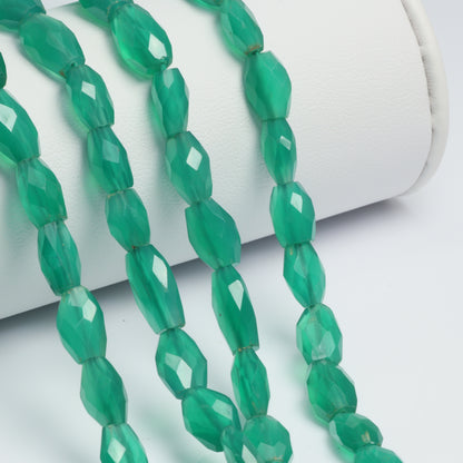 Green Onyx 10x8mm Faceted Ovals Bead Strand