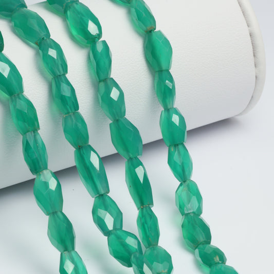 Green Onyx 10x8mm Faceted Ovals Bead Strand