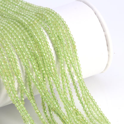 Green Peridot 2mm Faceted Rounds Bead Strand