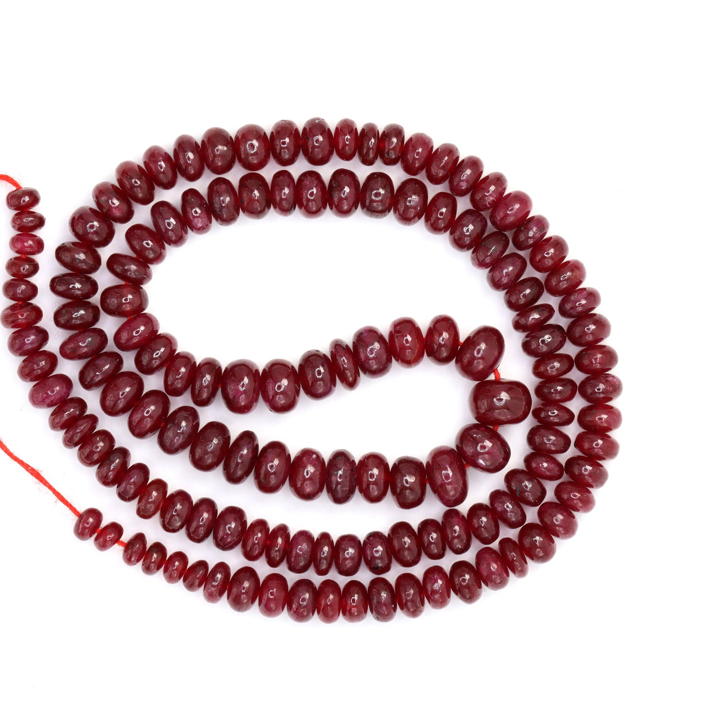Red Ruby 5mm - 6mm Smooth Rondelles Bead Strand