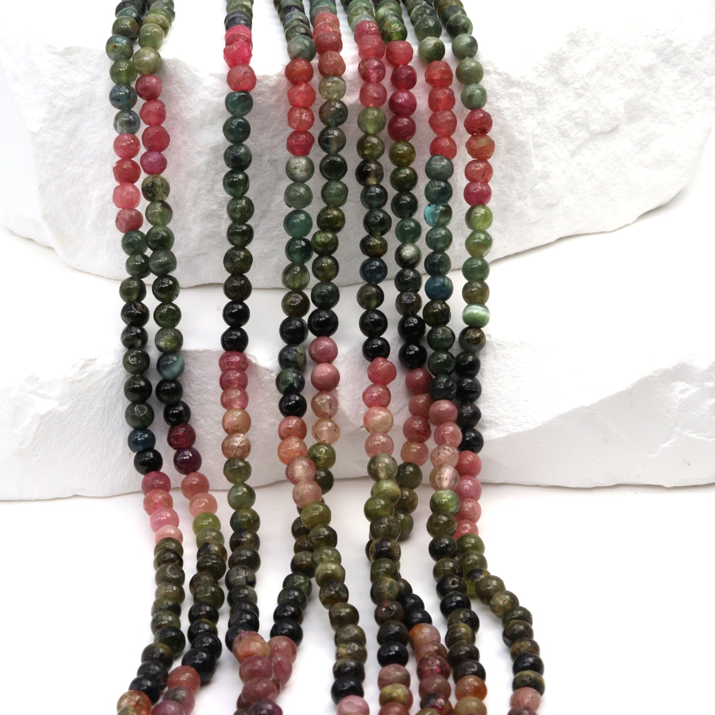 Watermelon Tourmaline 3.5mm Smooth Rounds Bead Strand