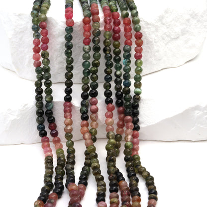 Watermelon Tourmaline 3.5mm Smooth Rounds Bead Strand