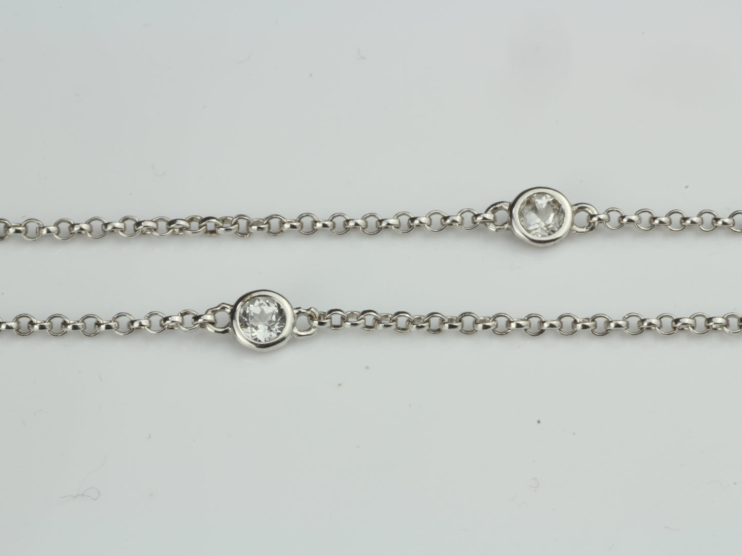 By the Yard Station Necklace with Floating Bezel White Topaz Sterling Silver 18 inch