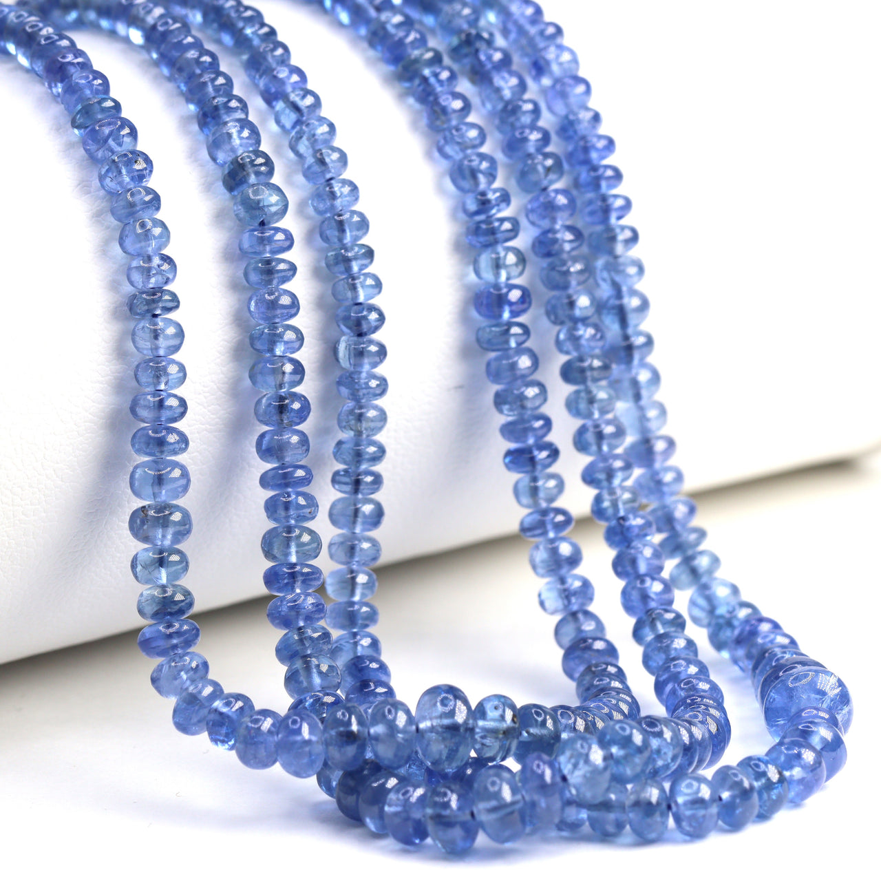 Cornflower Blue Sapphire 3.5mm - 5.5mm Smooth Rondelles Bead Strand