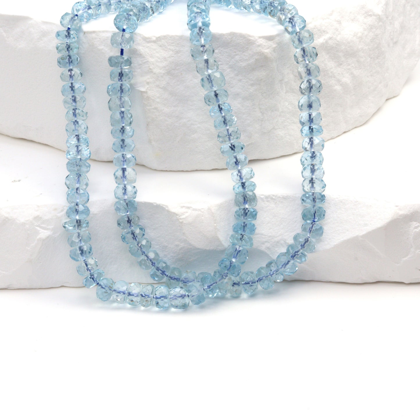 Blue Aquamarine 4mm Faceted Rondelles
