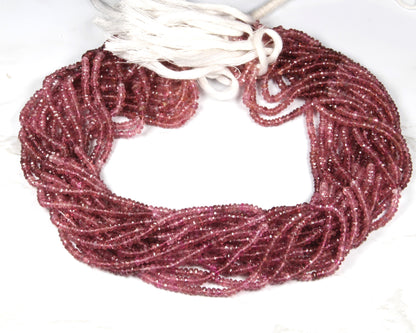 Ombre Pink Tourmaline 3mm Faceted Rondelles