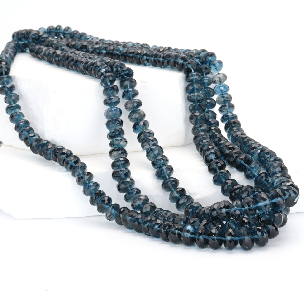 London Blue Topaz 5mm - 7mm Faceted Rondelles Bead Strand