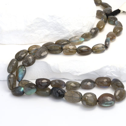 AA Blue Labradorite 10x7mm - 15x12mm Smooth Nuggets Bead Strand