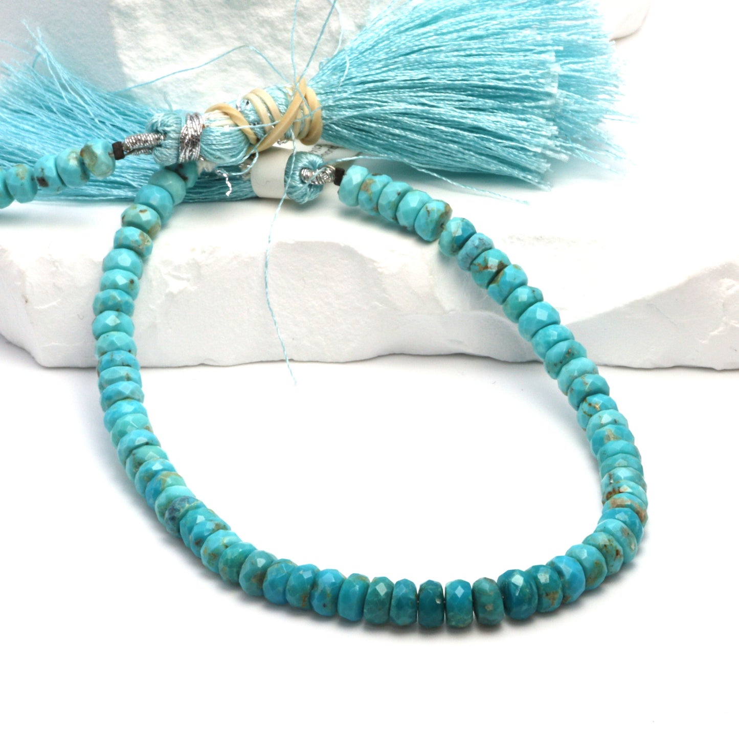 Ombre Natural Blue Turquoise 5.5mm Faceted Rondelles Bead Strand