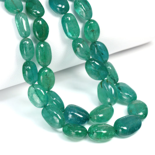 Green Emerald 8x6mm – 12x9mm Smooth Ovals Bead Strand
