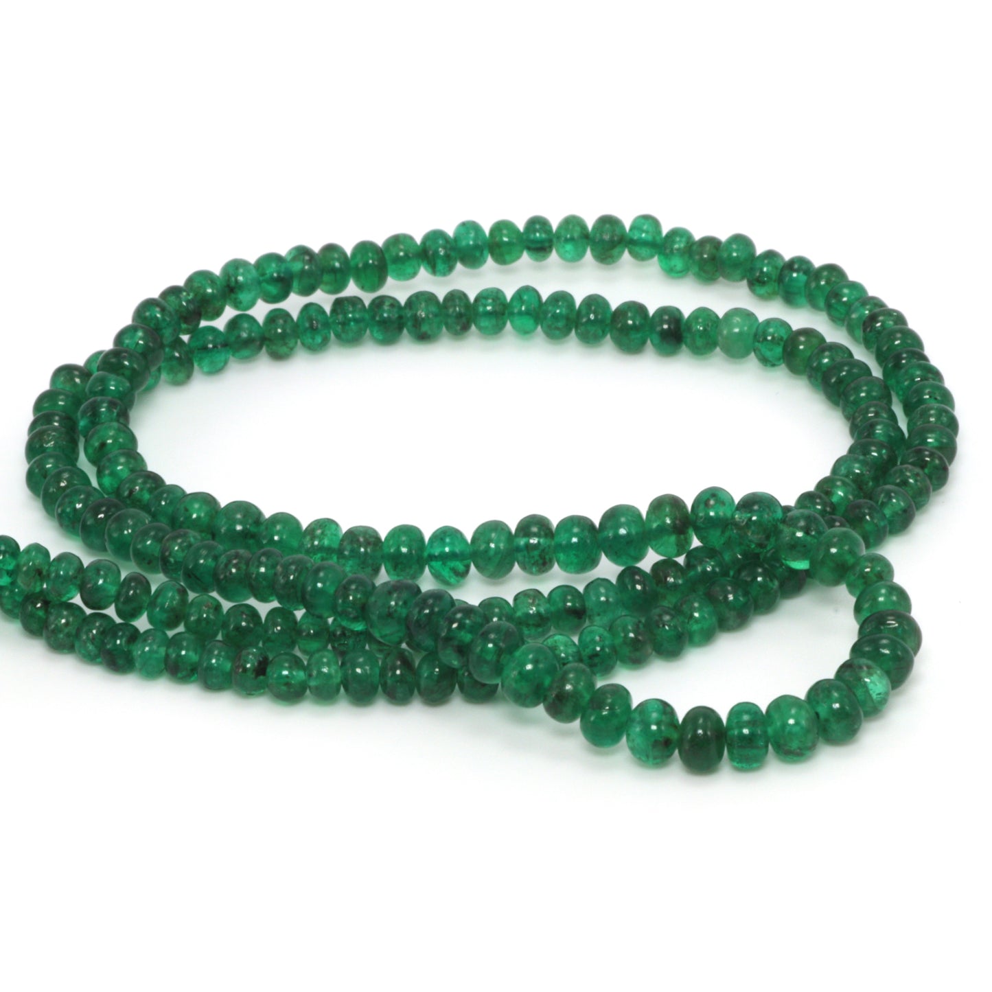 Green Emerald 2.75mm - 3.75mm Smooth Rondelles Bead Strand