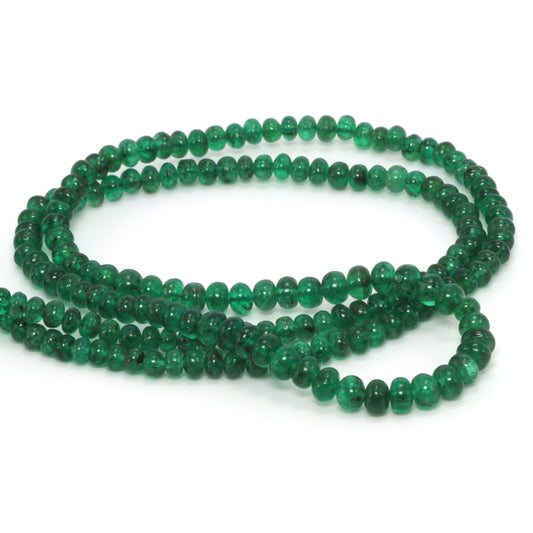 Green Emerald 2.75mm - 3.75mm Smooth Rondelles Bead Strand