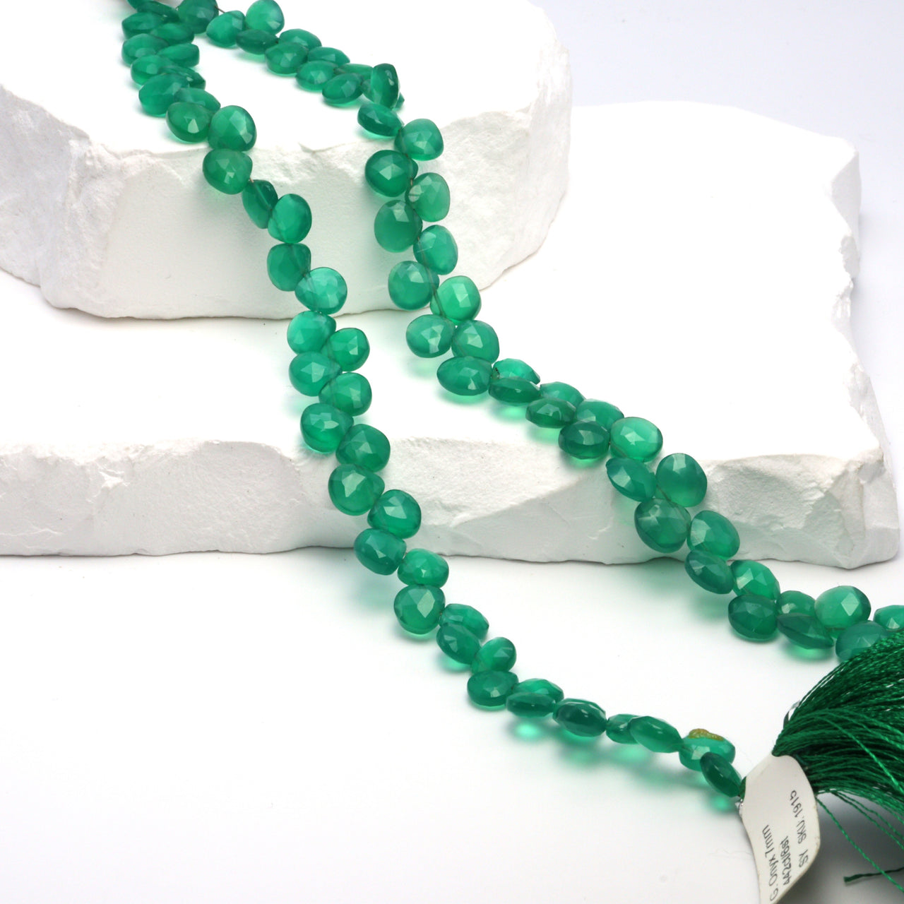 Green Onyx 7mm Faceted Heart Shaped Briolettes