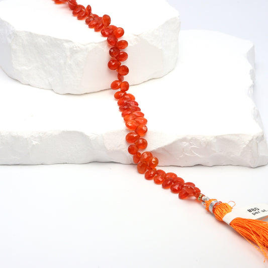 Orange Carnelian 7x5mm Faceted Pear Shaped Briolettes