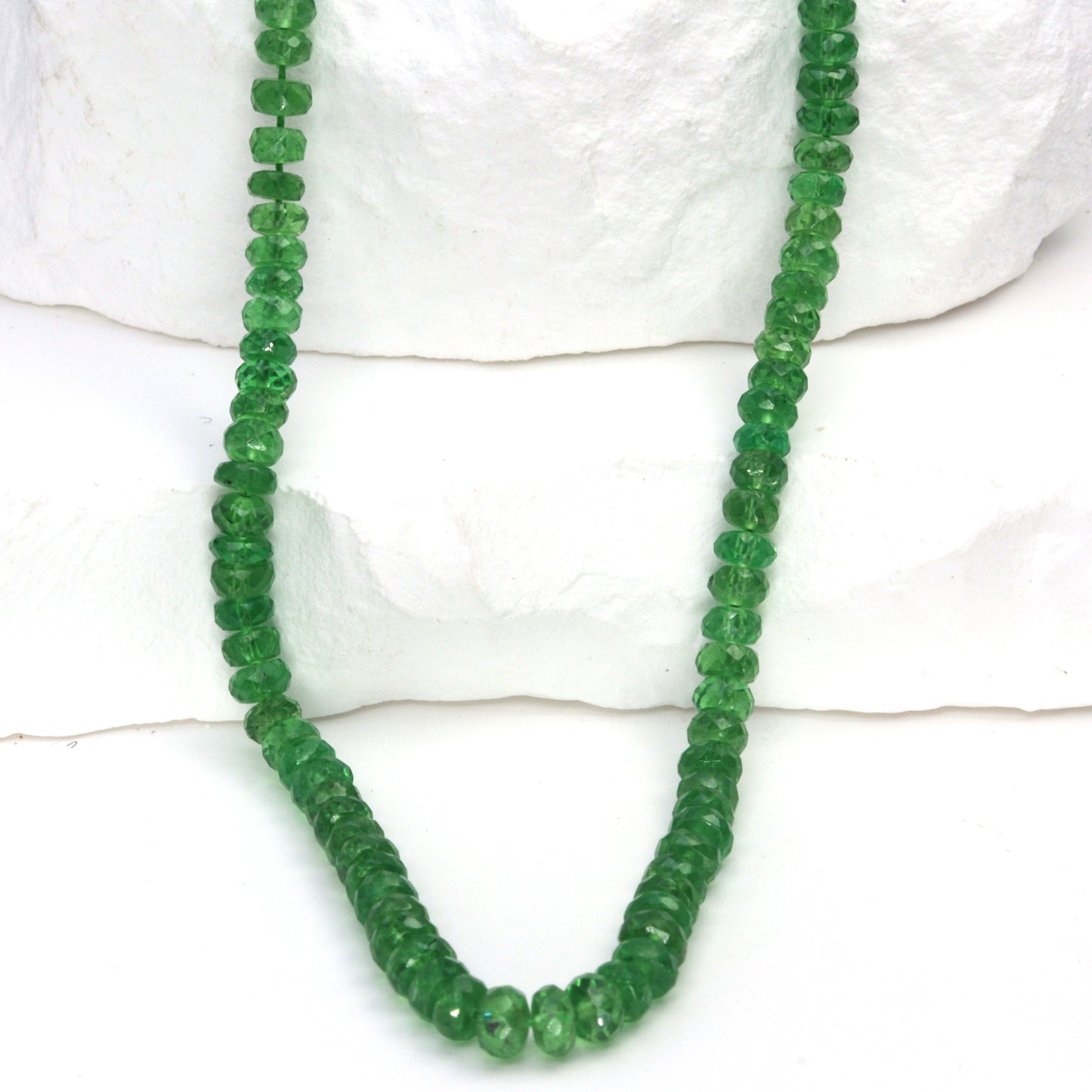 Green Tsavorite 4mm Hand Faceted Rondelles Bead Strand