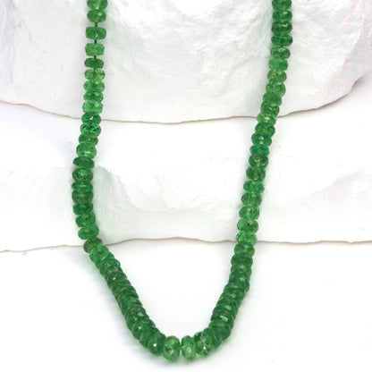 Green Tsavorite 4mm Hand Faceted Rondelles Bead Strand