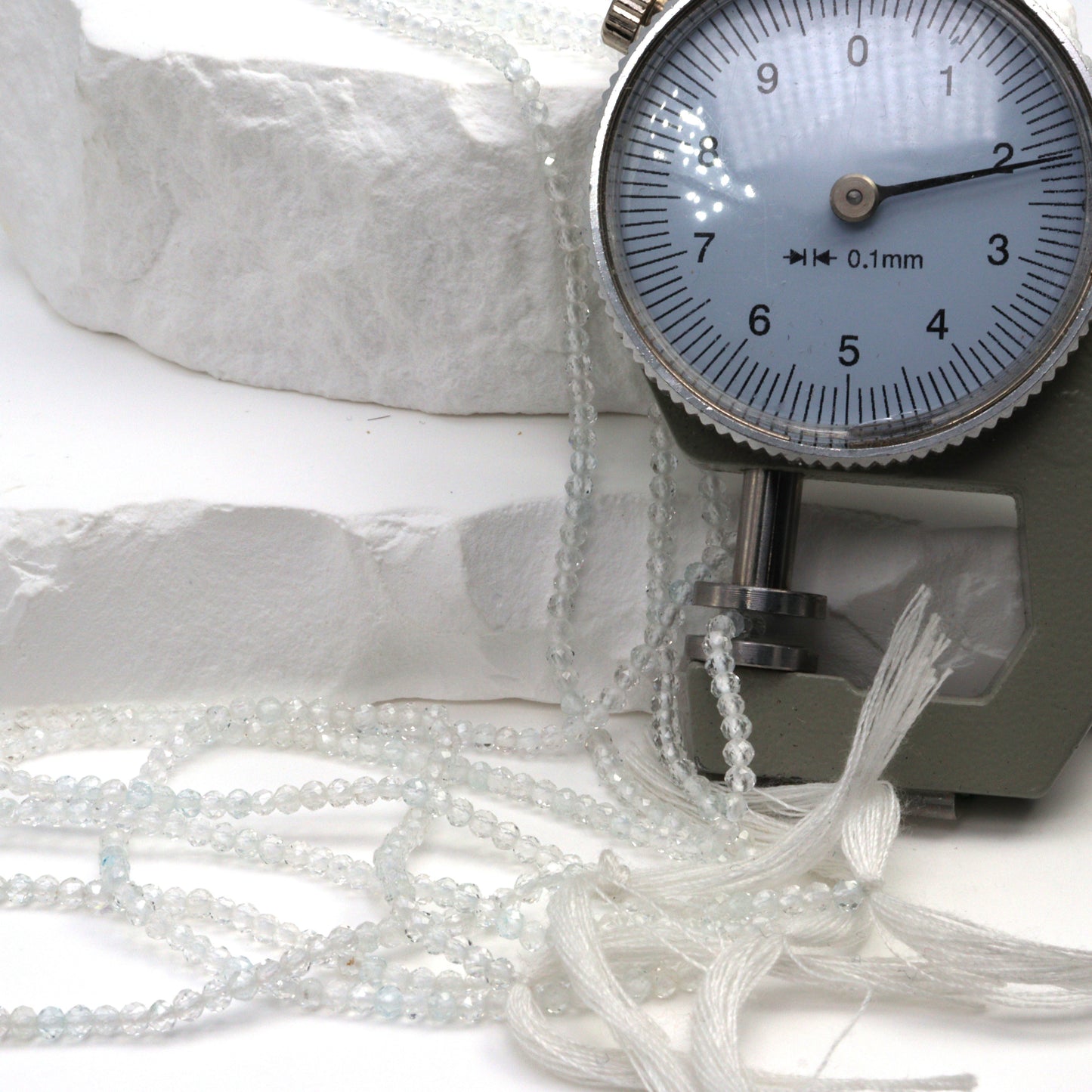 White Topaz 2mm Faceted Rounds Bead Strand