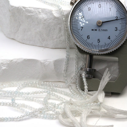 White Topaz 2mm Faceted Rounds Bead Strand