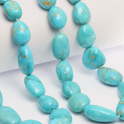 Natural Light Blue Turquoise 12x8mm Smooth Nuggets