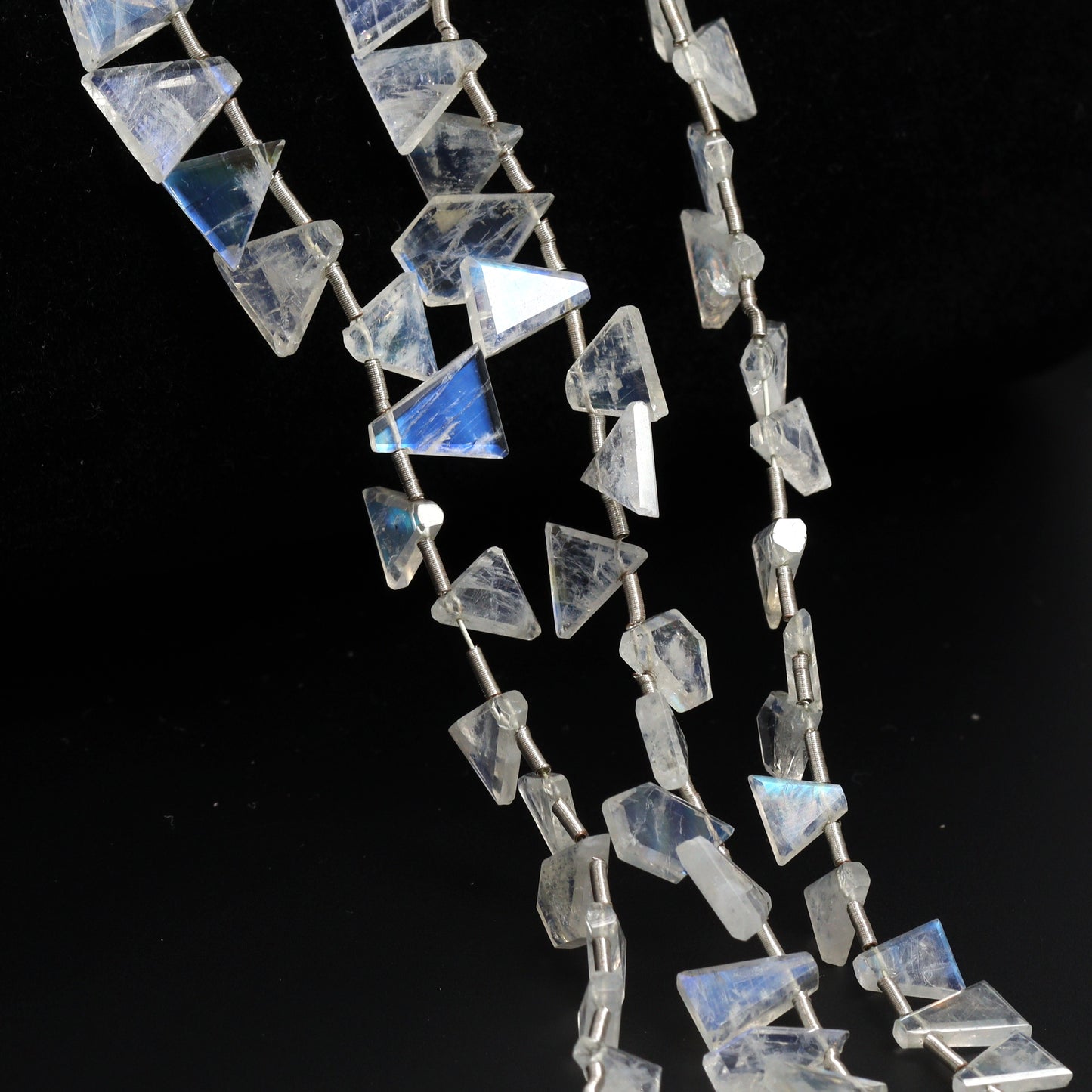 Rainbow Moonstone 6mm – 8mm Faceted Triangles Bead Strand