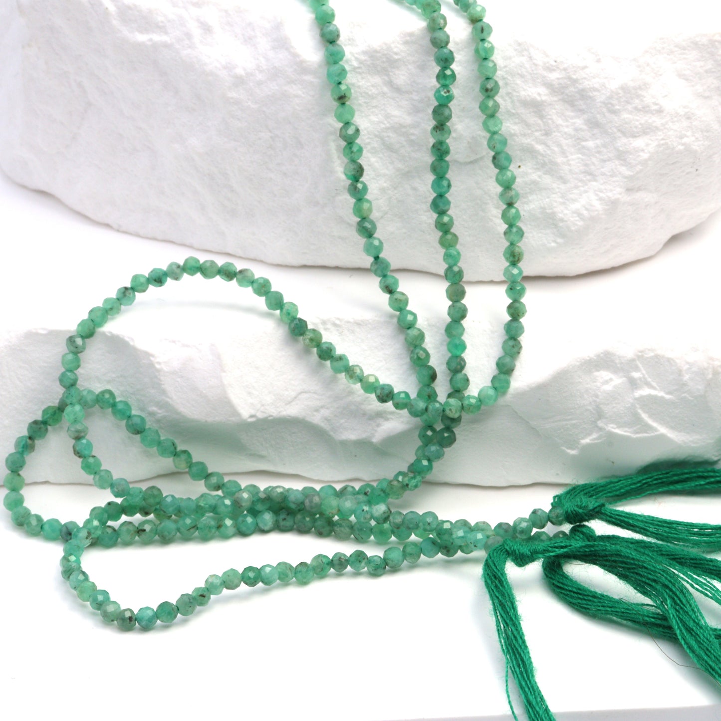 Sakoda Emerald 2mm Faceted Rounds Bead Strand