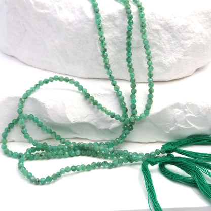 Sakoda Emerald 2mm Faceted Rounds Bead Strand