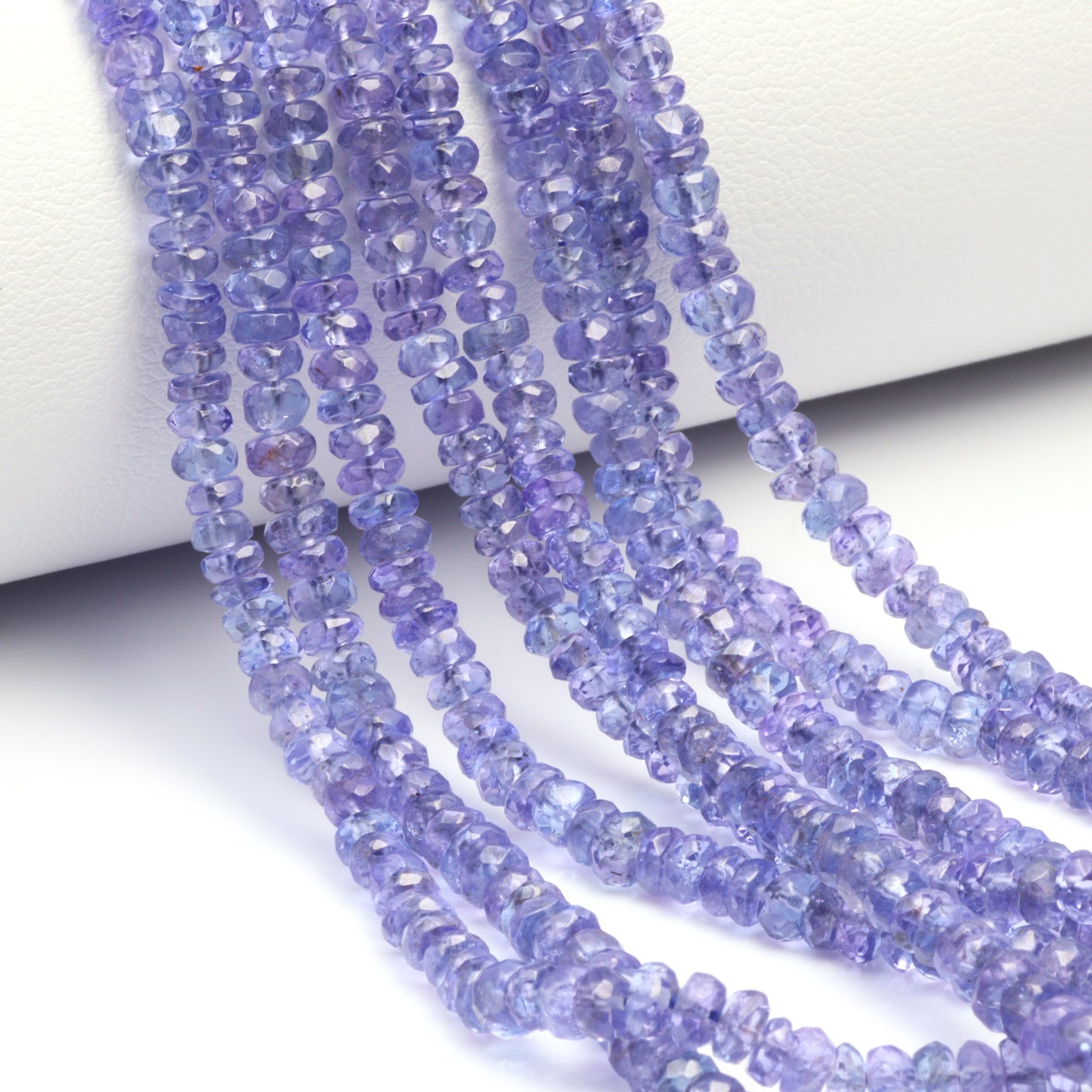 Blue Tanzanite 3mm - 3.5mm Hand Faceted Rondelles Bead Strand