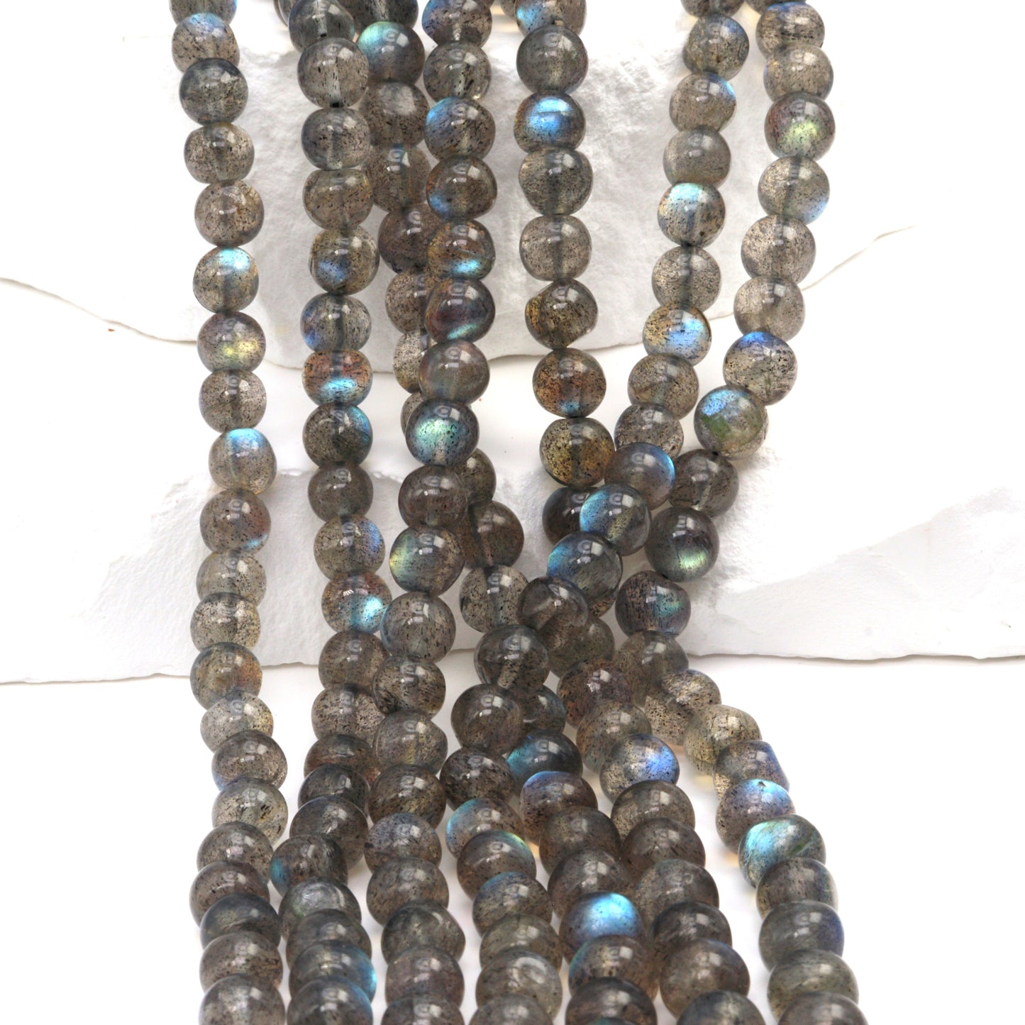 AA Blue Labradorite 6mm Smooth Rounds Bead Strand
