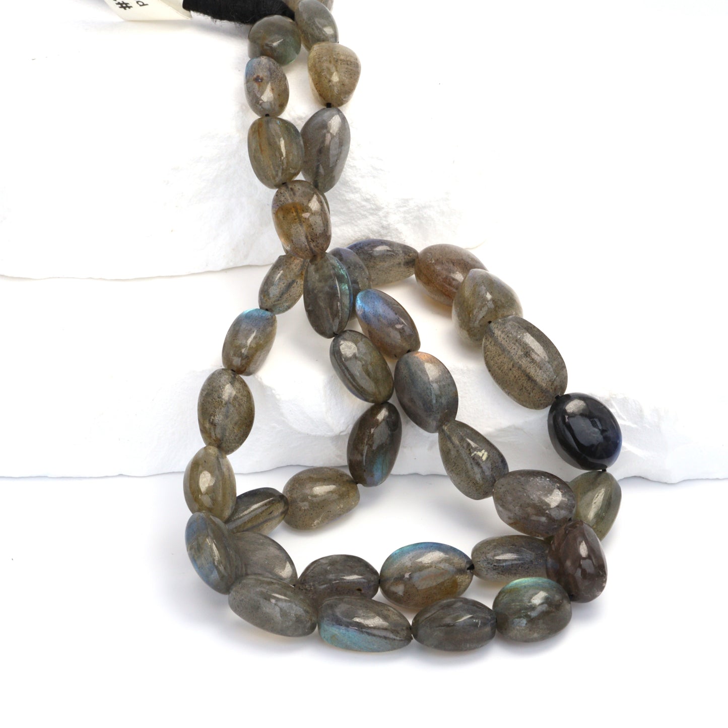 AA Blue Labradorite 10x7mm - 15x12mm Smooth Nuggets Bead Strand