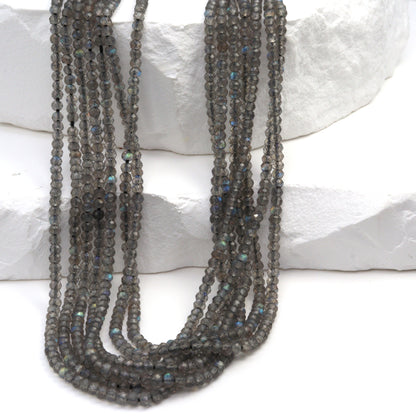 Blue Labradorite 2.5mm Faceted Rondelles Bead Strand