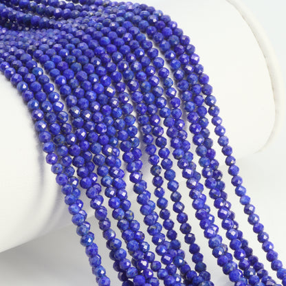 Royal Blue Lapis Lazuli 2.5mm Faceted Rounds Bead Strand