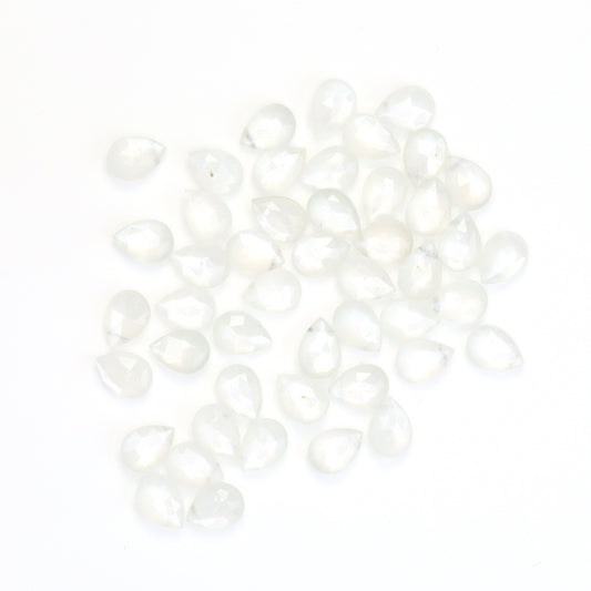 White Moonstone 7x5mm Faceted Pear Shaped Briolettes Loose Beads
