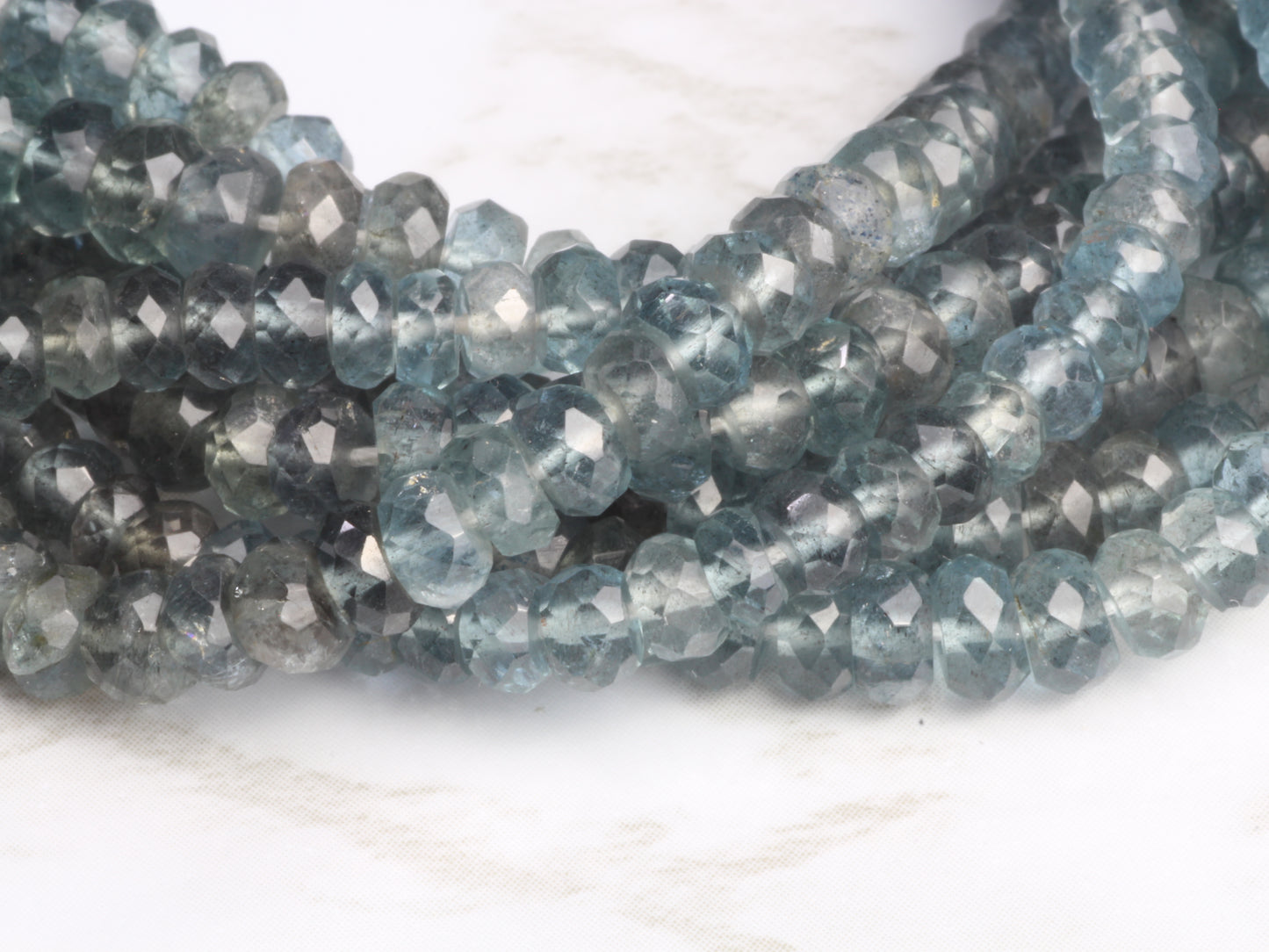 Dark Blue Moss Aquamarine 4mm Faceted Rondelles