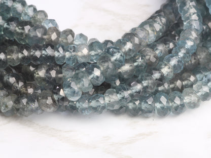 Dark Blue Moss Aquamarine 4mm Faceted Rondelles