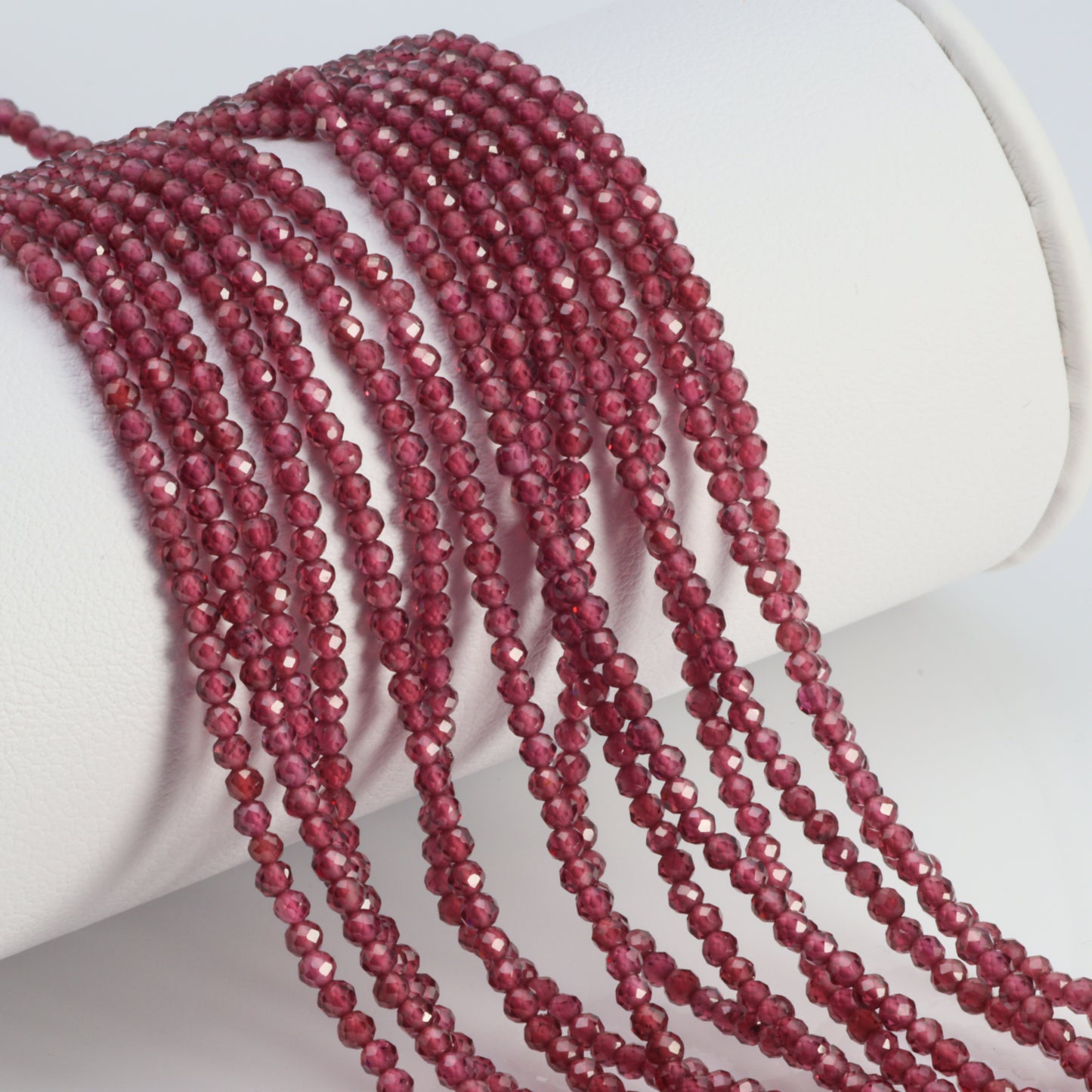 Rhodolite Garnet 2mm Faceted Rounds Bead Strand