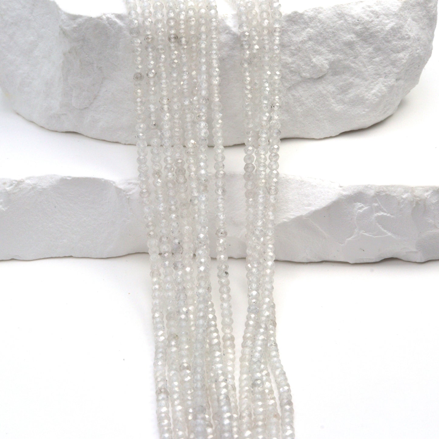 White Zircon 2mm Faceted Rondelles