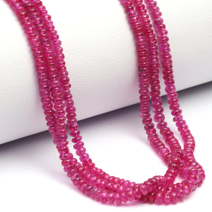 Pink Sapphire 2mm - 3mm Smooth Rondelles Bead Strand