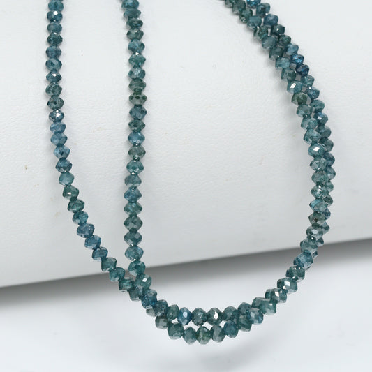 Blue Diamond 1.7mm – 2.6mm Hand Faceted Rondelles Bead Strand
