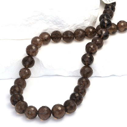Brown Smoky Quartz 8mm Faceted Rounds Bead Strand