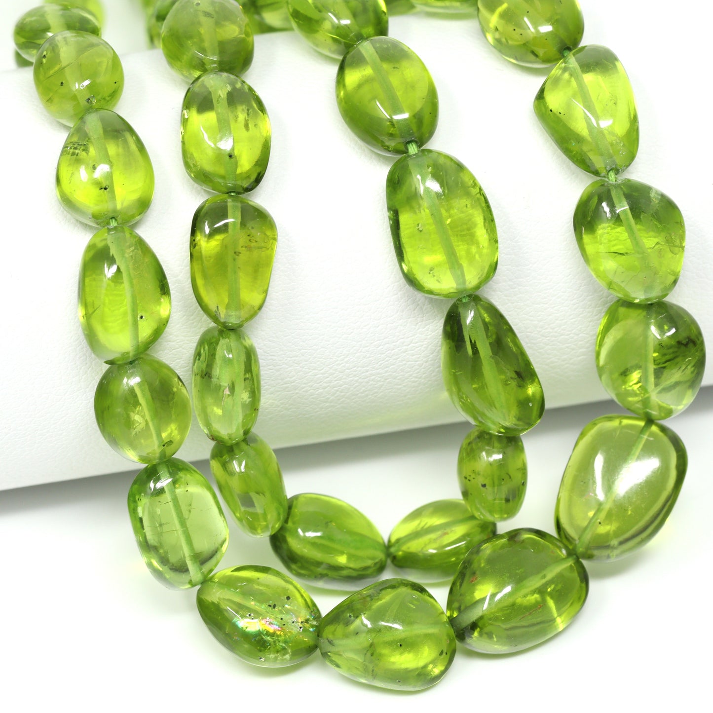 Green Peridot 10x8mm – 14x11mm Smooth Nuggets Bead Strand