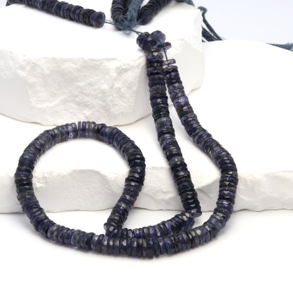 Blue Iolite 6mm Faceted Tires Bead Strand