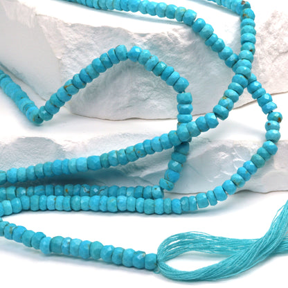 Natural Blue Turquoise 4.5mm Faceted Rondelles Bead Strand